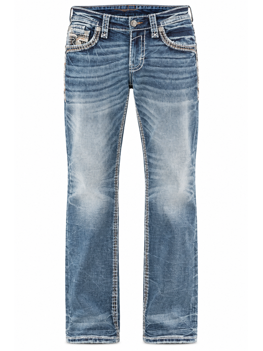 RP3734B204 Vorderansicht der Jeans ohne Model auf weißem Hintergrund