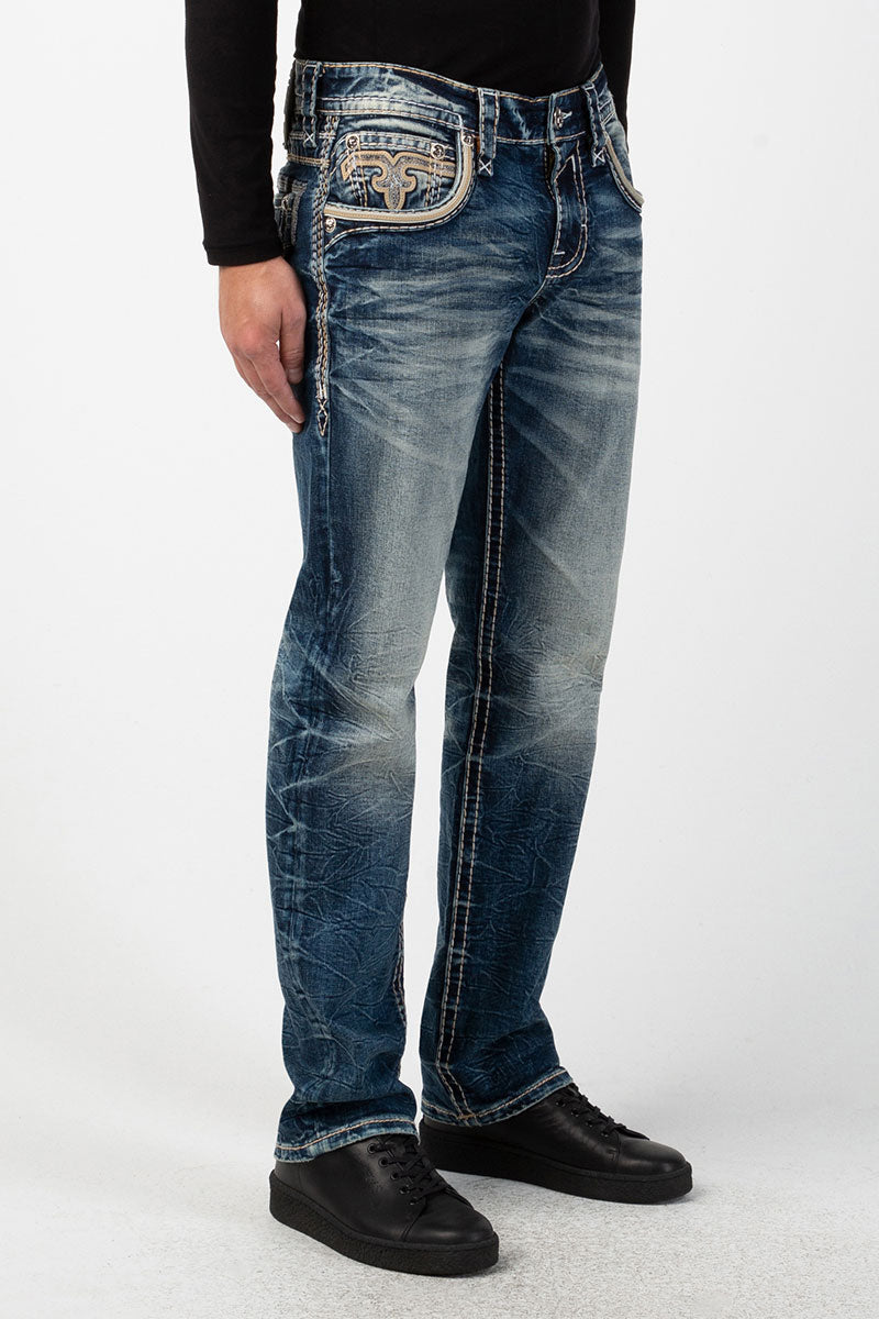 Tile Blue J202 Rock Revival Jeans Herren
