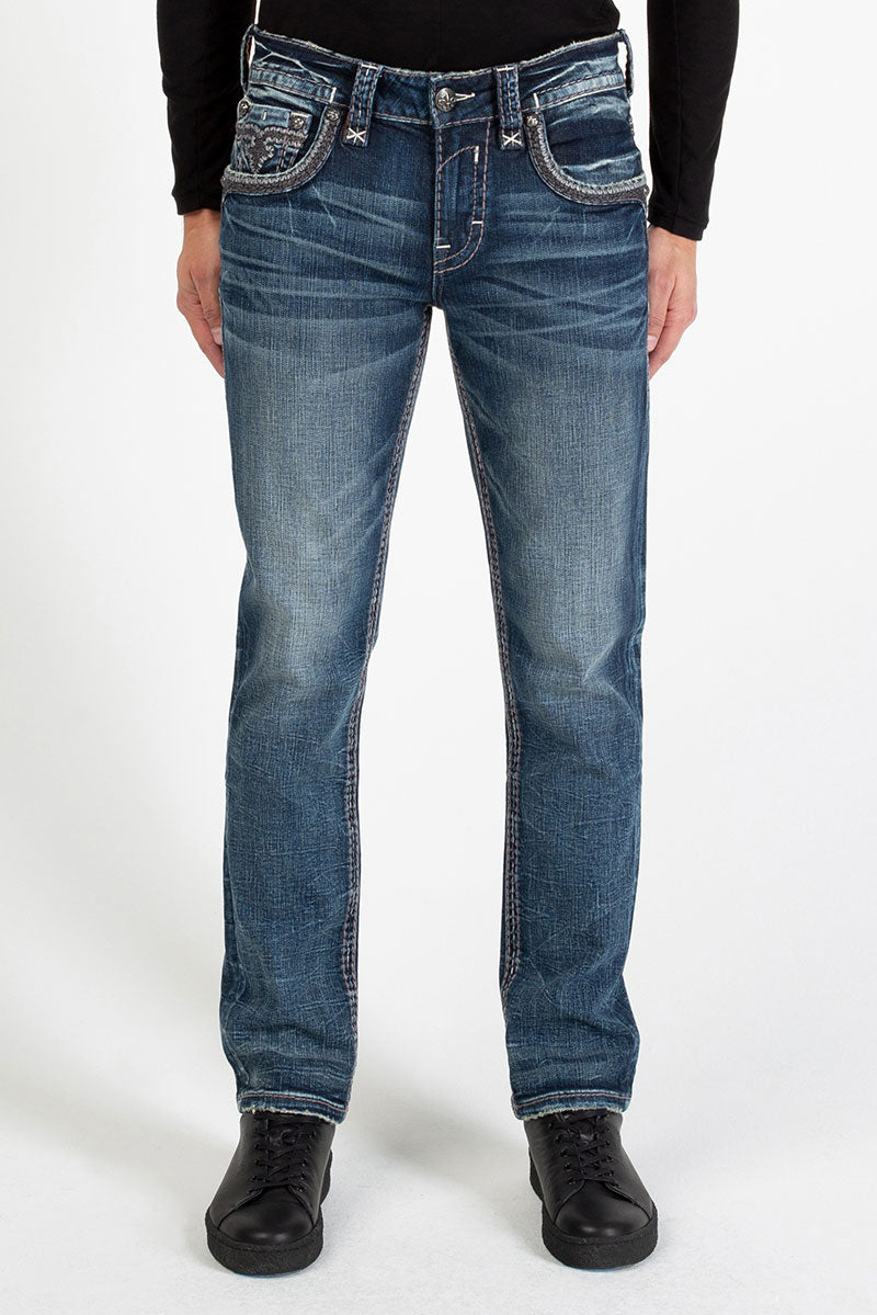 Gerade geschnittene Jeans in mittlerem Blau mit dezenter Waschung und Five-Pocket-Design.
