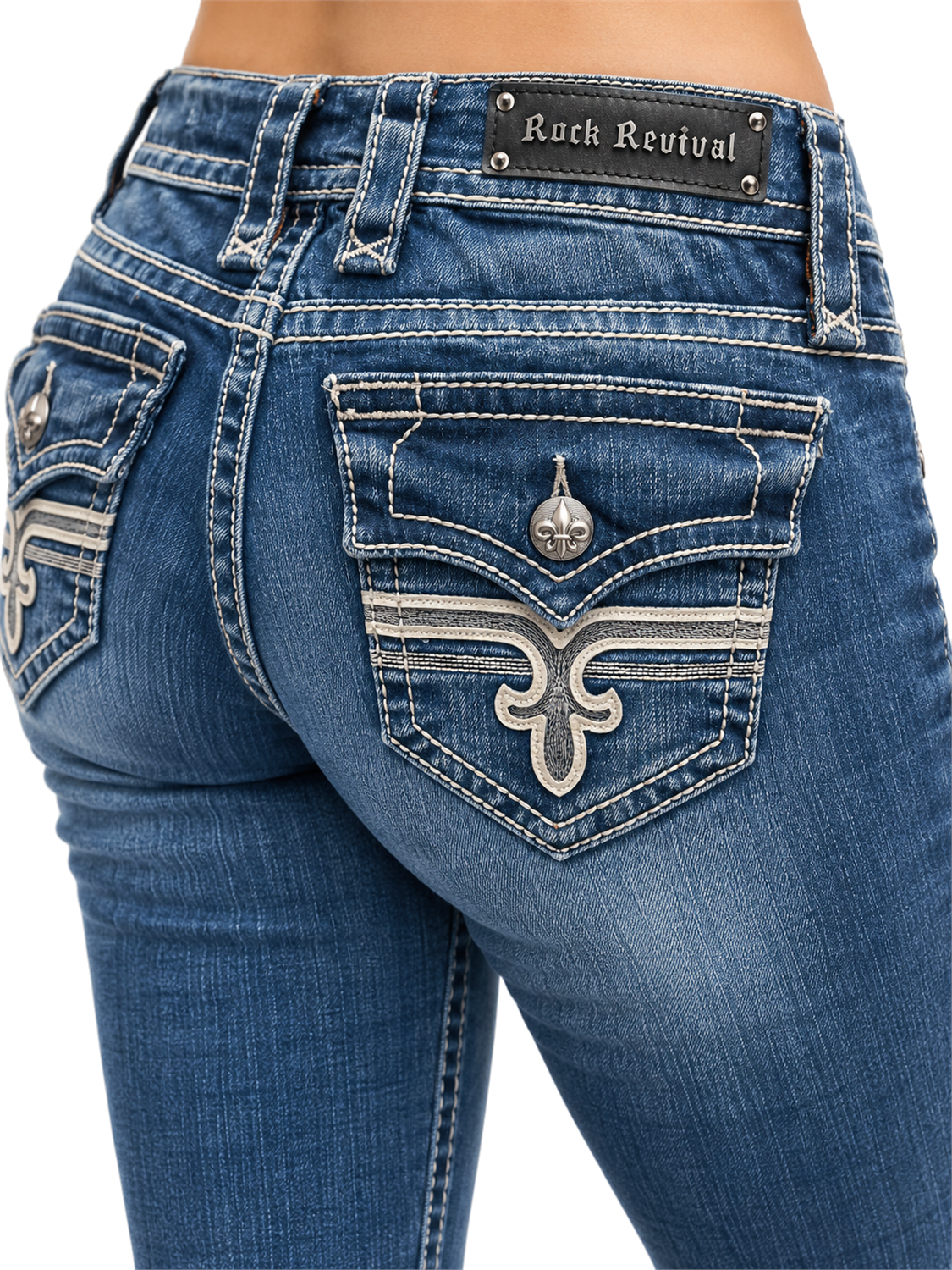 Rock Revival Tori T13 Damenjeans – Rückentasche in schräger Nahansicht