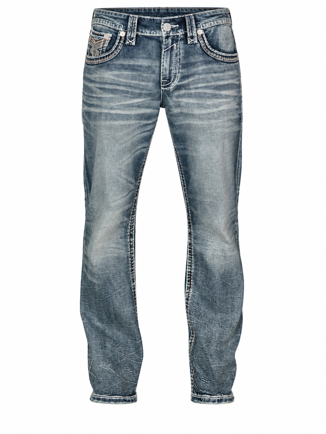 RP5512B203R Vorderansicht der Jeans ohne Model auf weißem Hintergrund