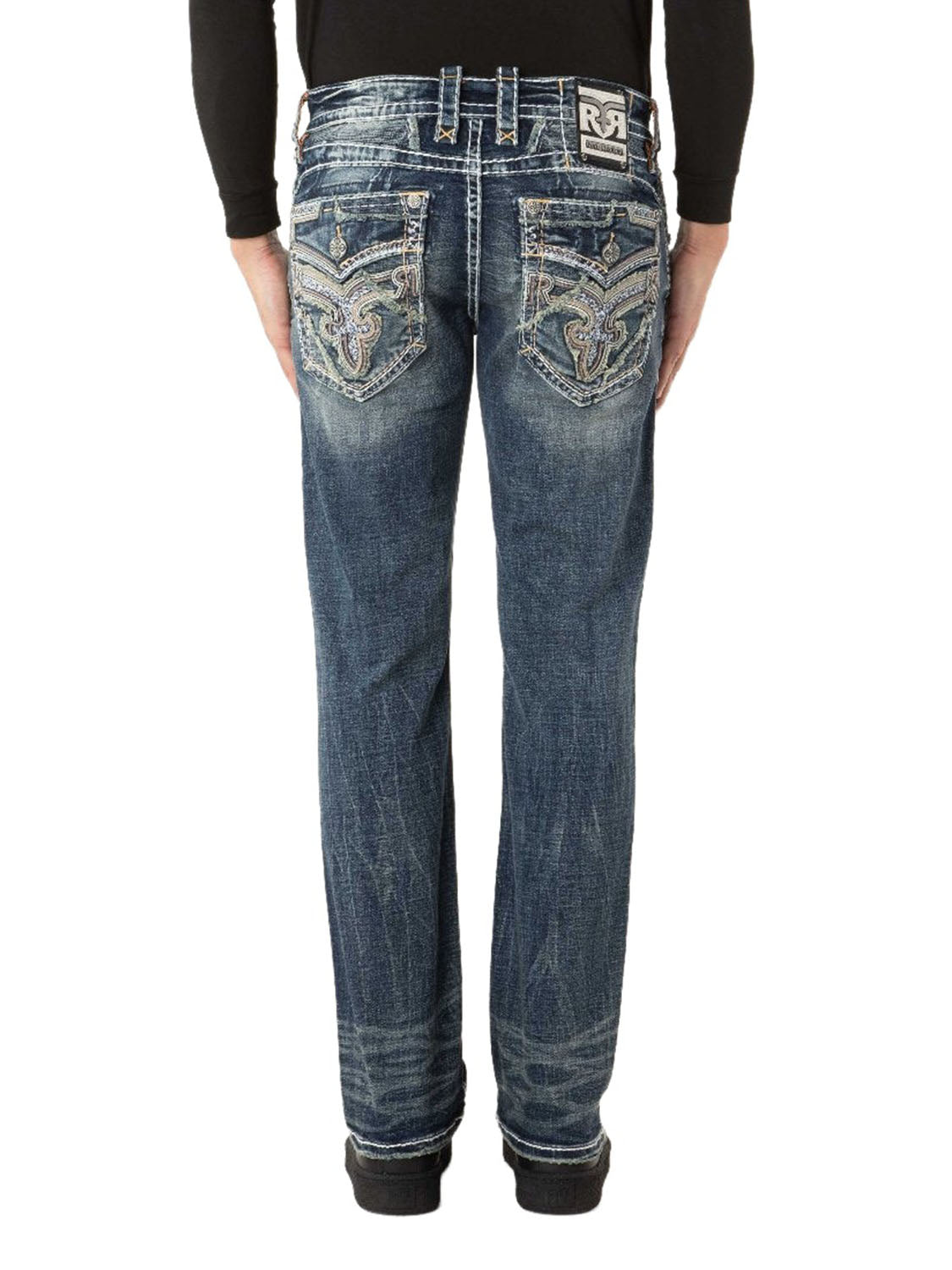 RP3839J207 Jeans Rückansicht mit Model auf weißem Hintergrund