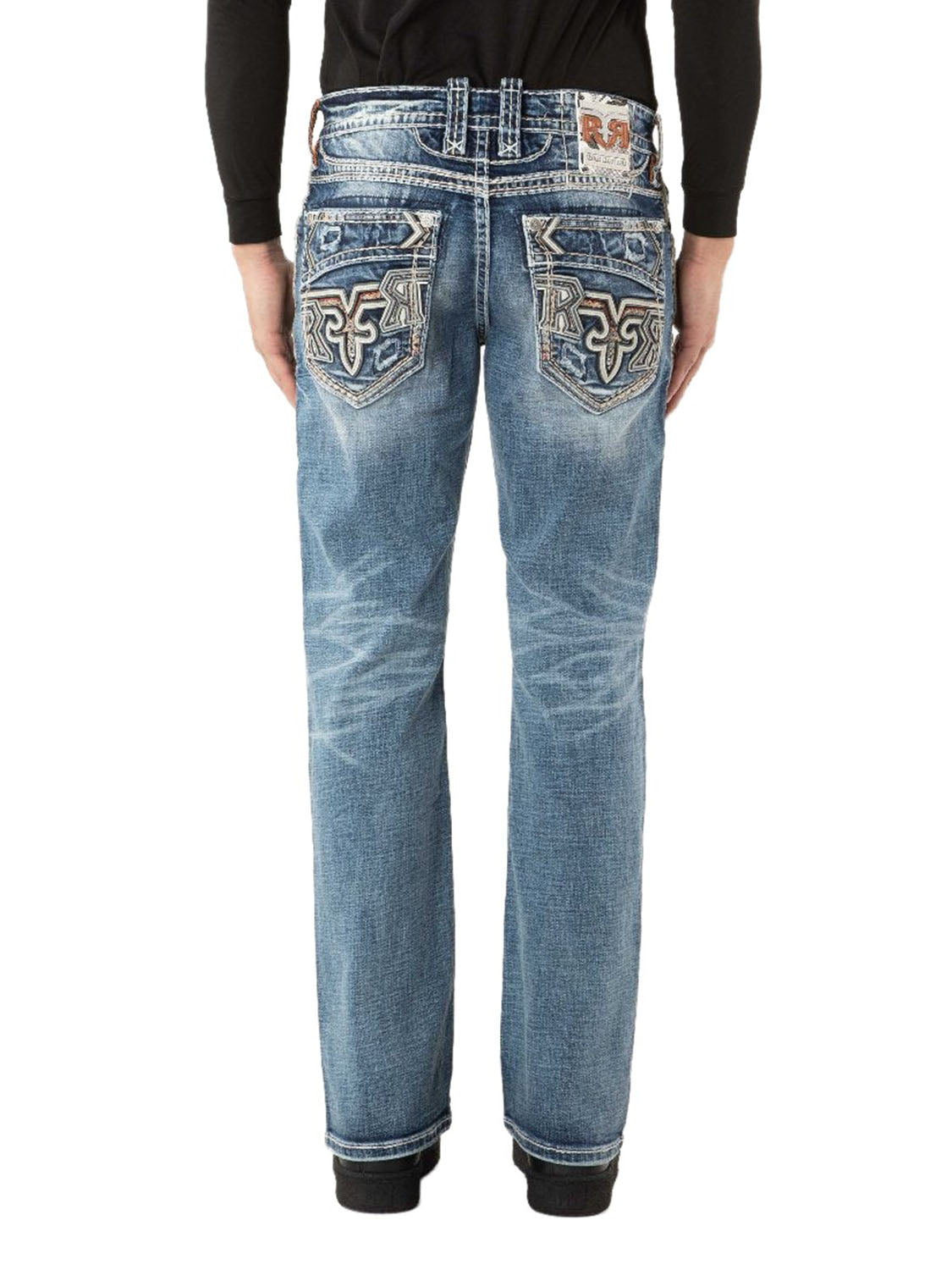 RP3918B206 Jeans Rückansicht mit Model auf weißem Hintergrund