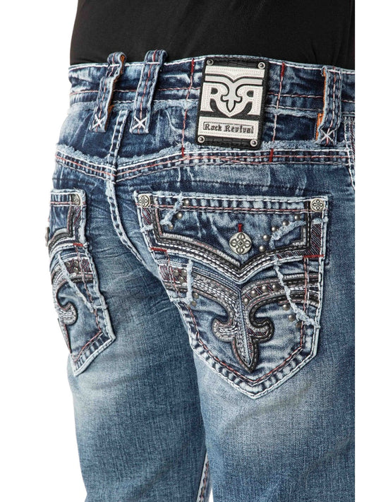 RP3919J204 Jeans Detail der Gesäßtasche auf weißem Hintergrund
