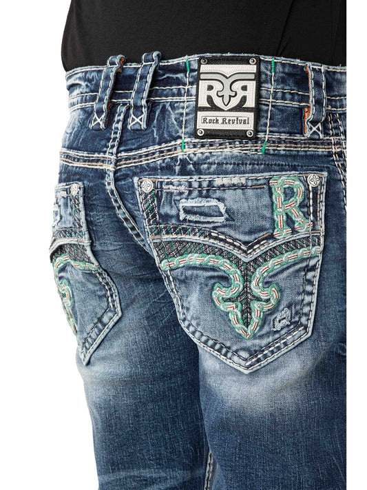 JAKUB J202 Jeans – Detail der Gesäßtasche auf weißem Hintergrund