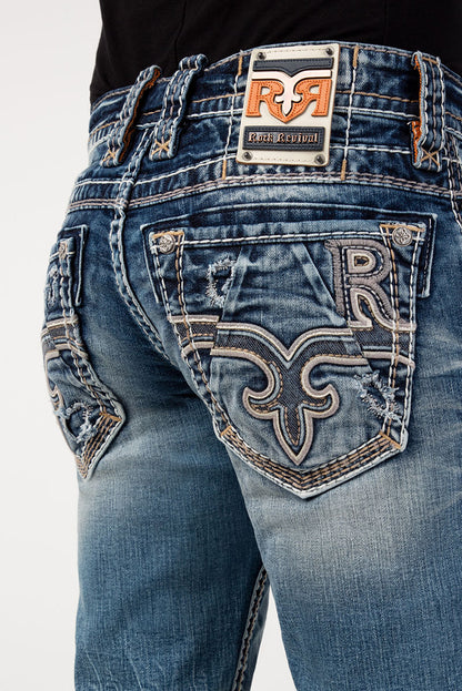 Blaue Arturo A201-Jeans mit markantem Taschen-Design und Kontrastnähten.