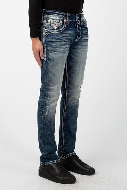 Star White A201 Rock Revival Jeans Herren